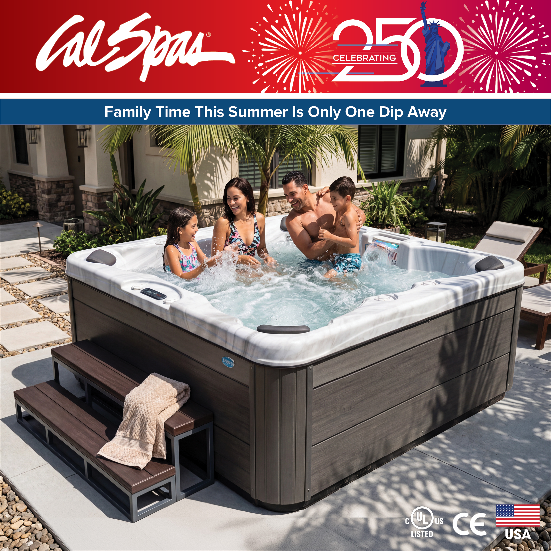 Calspas hot tub being used in a family setting - Buffalo
